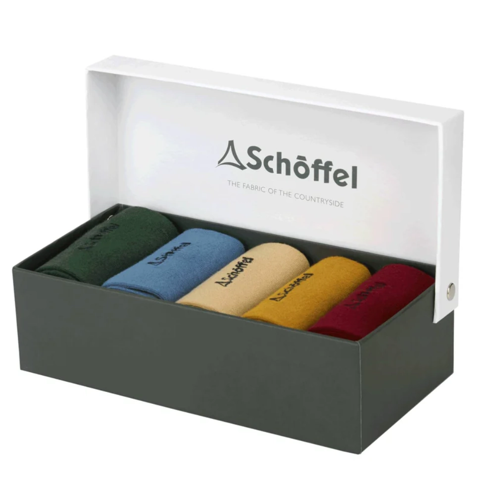 Schoffel Mens Bamboo Sock (Box Of 5) Logo Oat Mix