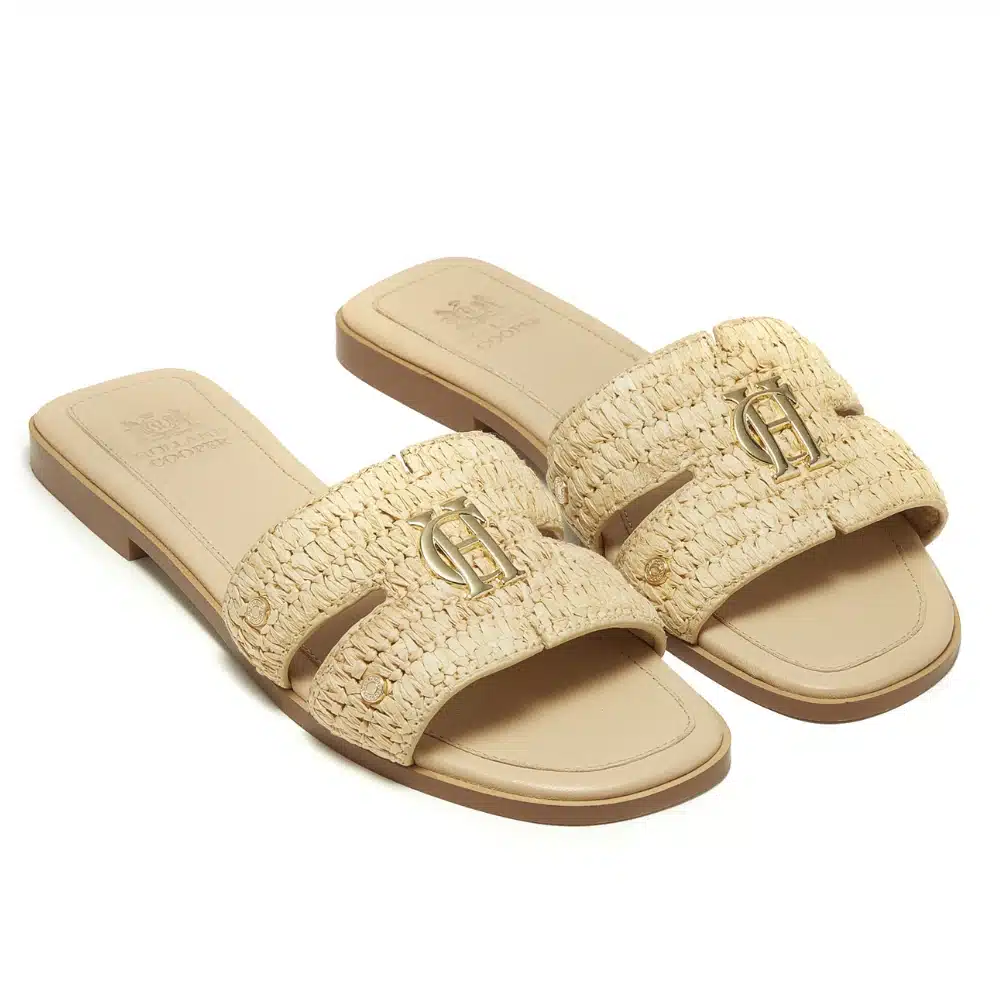 Holland Cooper Ladies Monogram Slides Natural Straw