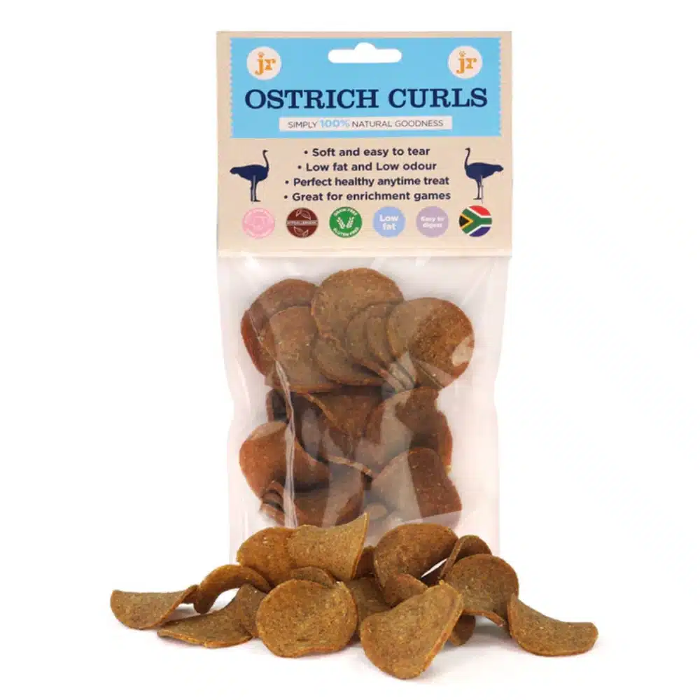 JR Ostrich Curls Dog Treat 80g