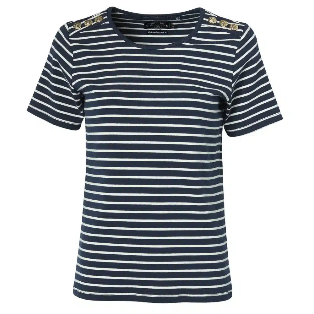 Holland Cooper Ladies Padstow Crew Neck Tee Ink Navy/Natural