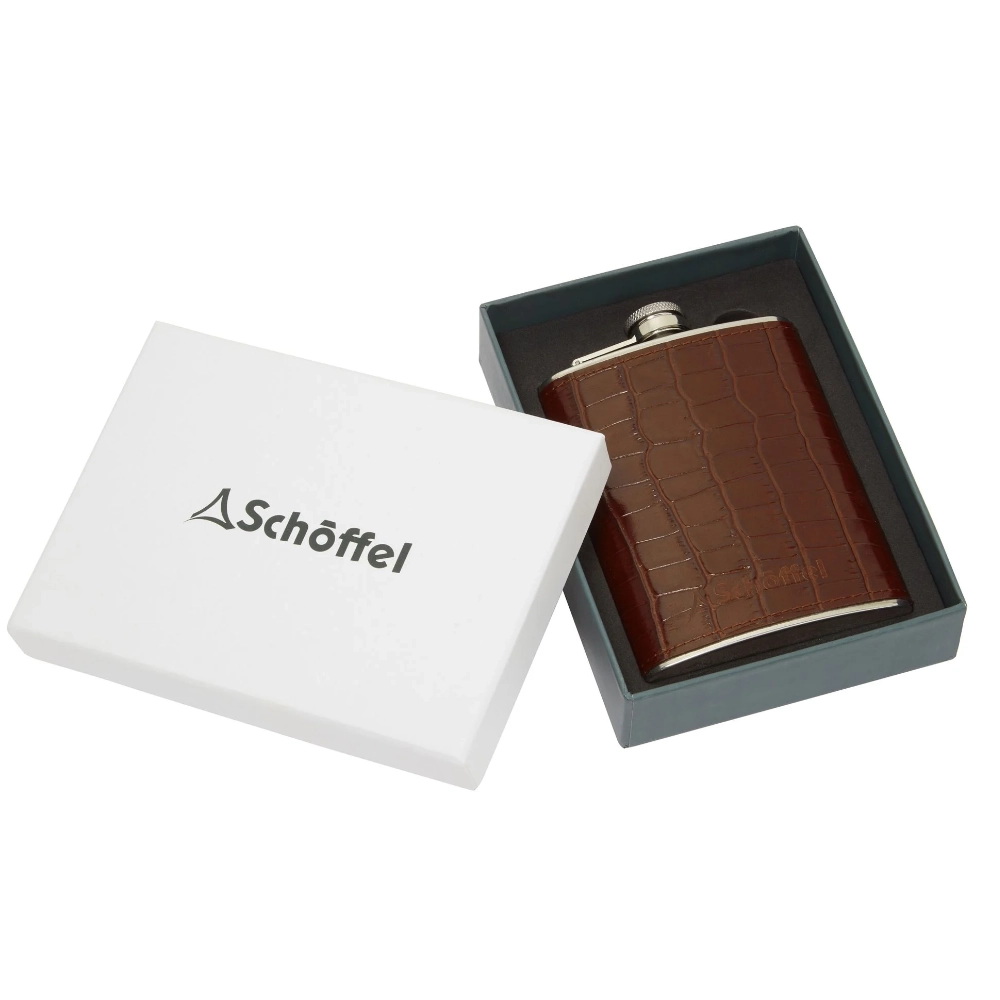 Schoffel Leather Hip Flask Dark Brown