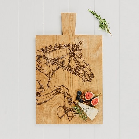 Selbrae House Etched Horse Large Oak Serving Paddle