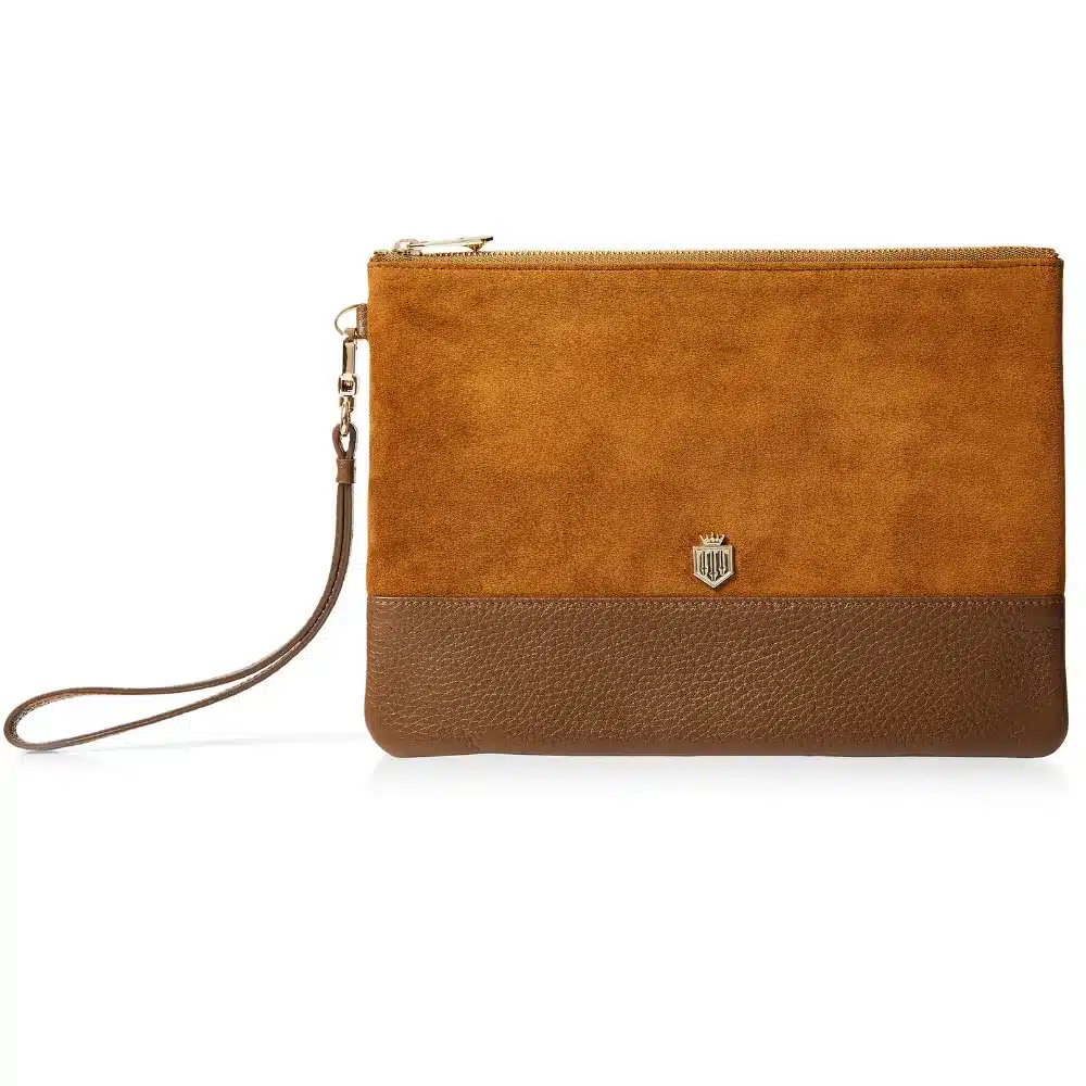 Fairfax & Favor Ladies Highbury Clutch Bag Tan Suede