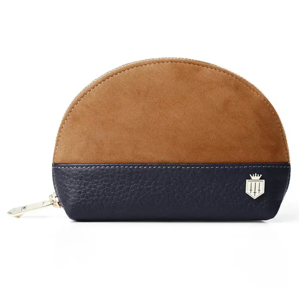 Fairfax & Favor Chiltern Coin Purse Tan/Navy Suede