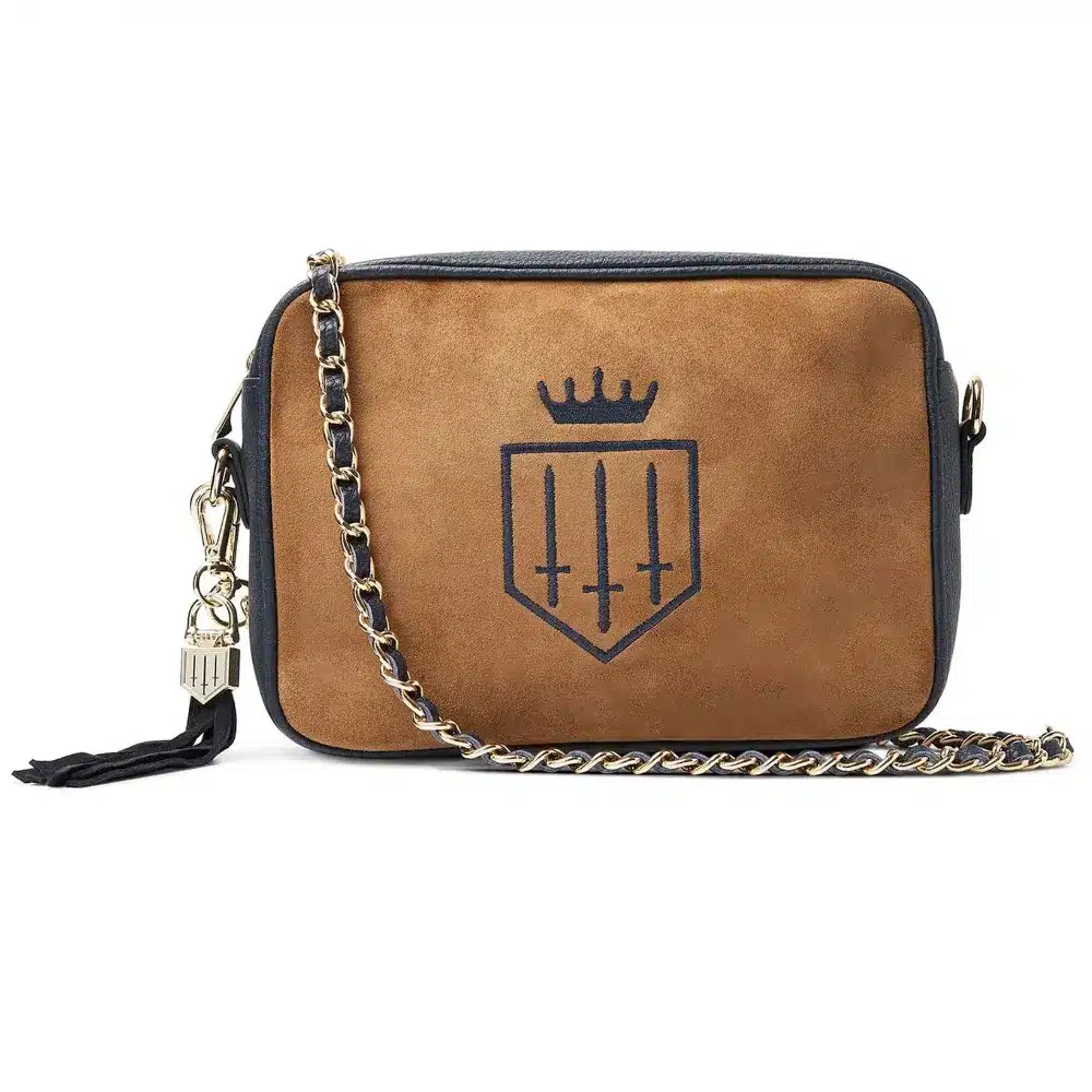 Fairfax & Favor Finsbury Cross Body Bag Tan/Navy Suede