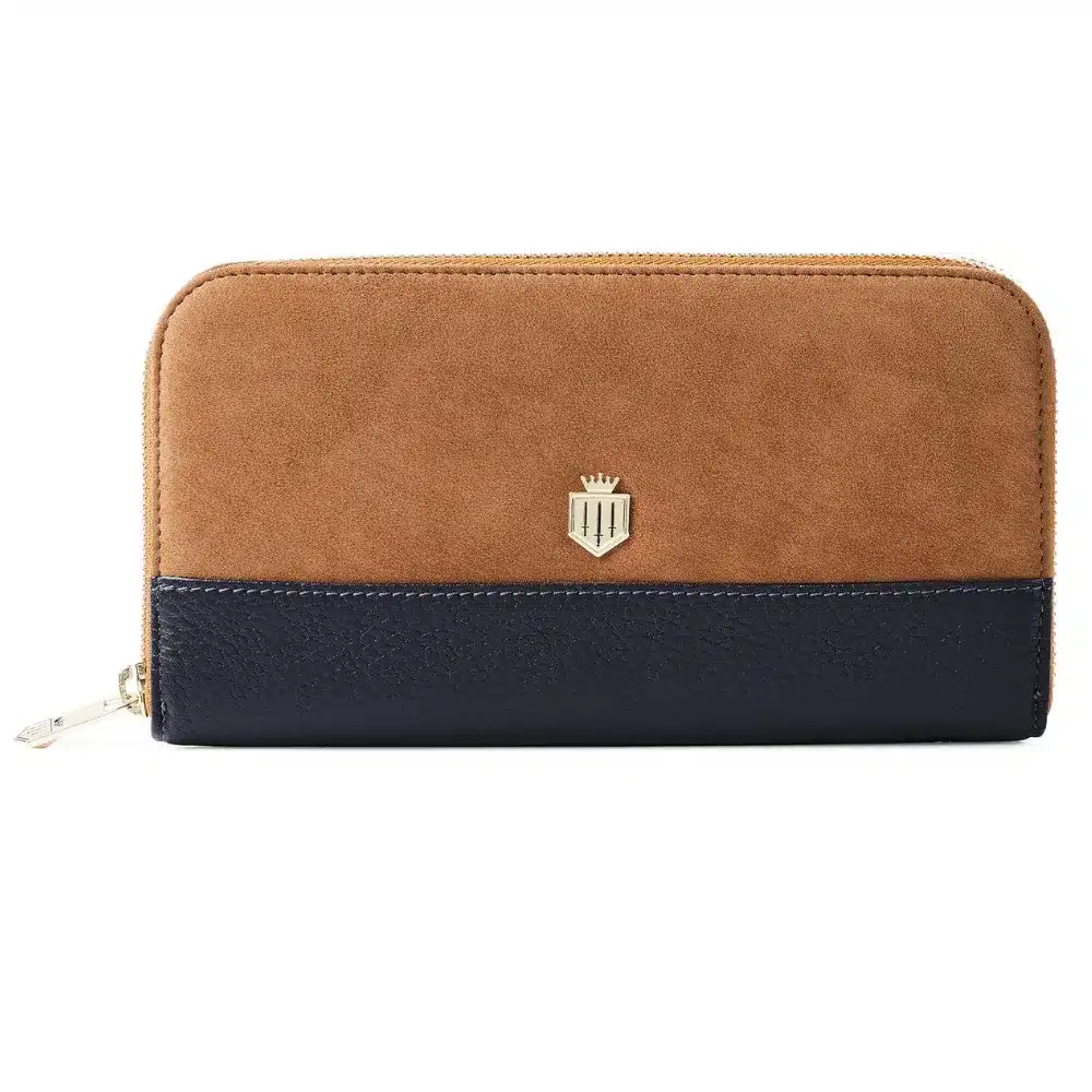 Fairfax & Favor Salisbury Purse Tan/Navy Suede