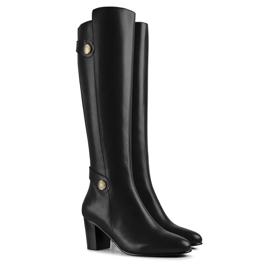 Fairfax & Favor Ladies Upton Tall Heeled Boot Black Leather
