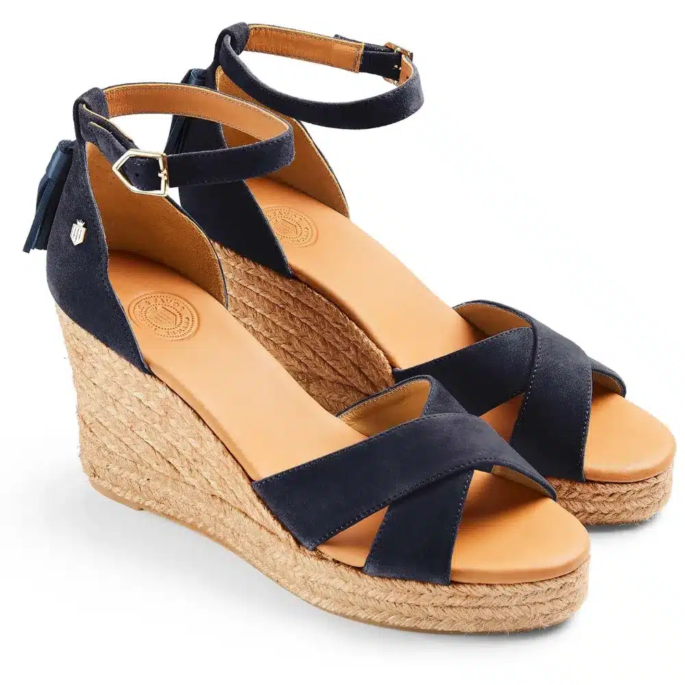 Fairfax & Favor Ladies Valencia Wedge Sandal Navy Suede