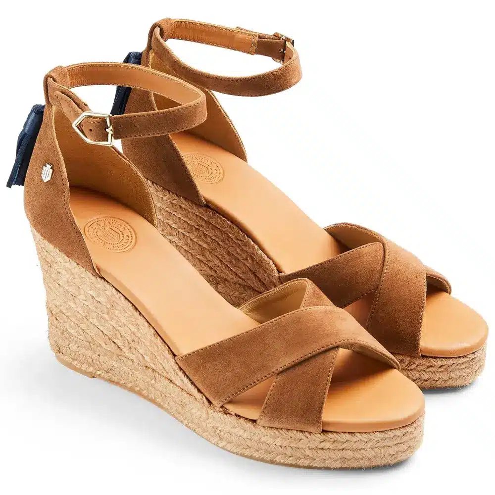 Fairfax & Favor Ladies Valencia Wedge Sandal Tan Suede