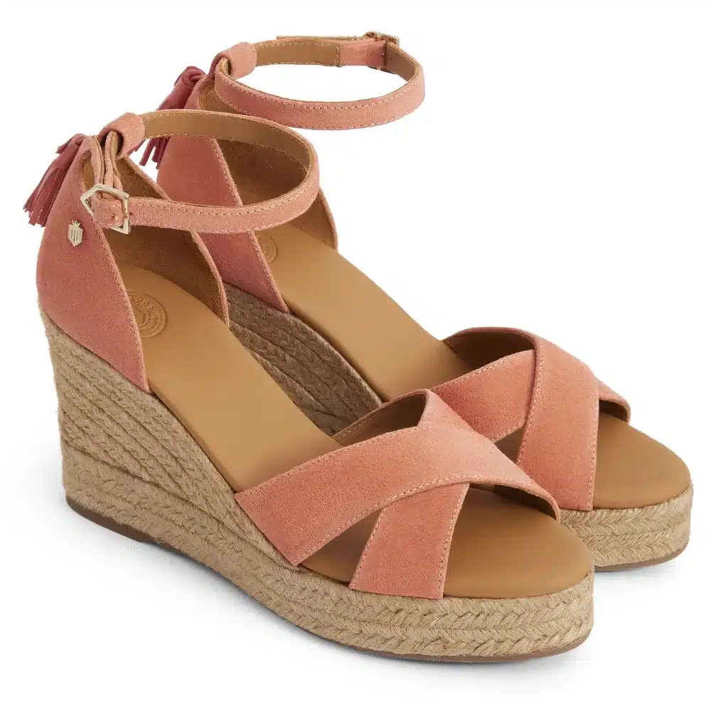 Fairfax & Favor Ladies Valencia Wedge Sandal Melon Suede