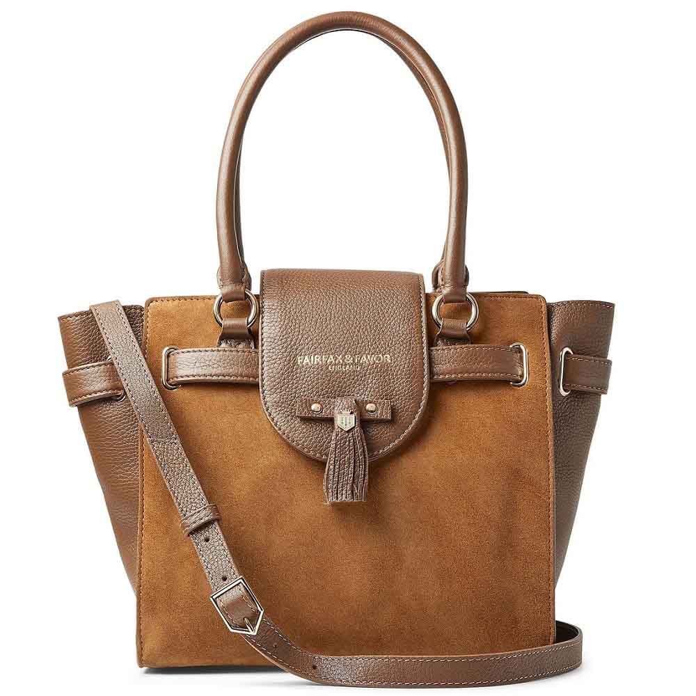 Fairfax & Favor Windsor Tote Bag Tan Suede