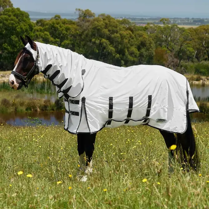 Weatherbeeta ComFiTec Sweet Itch Shield Combo Neck in White/Charcoal