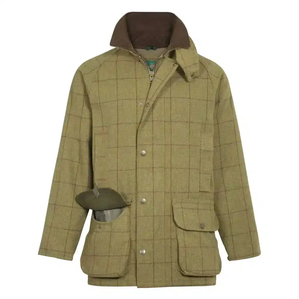 Alan Paine Mens Rutland Tweed Waterproof Shooting Coat Lichen