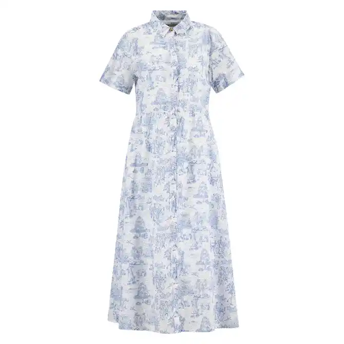 Barbour Ladies Wisteria Midi Dress Ink Blue Print