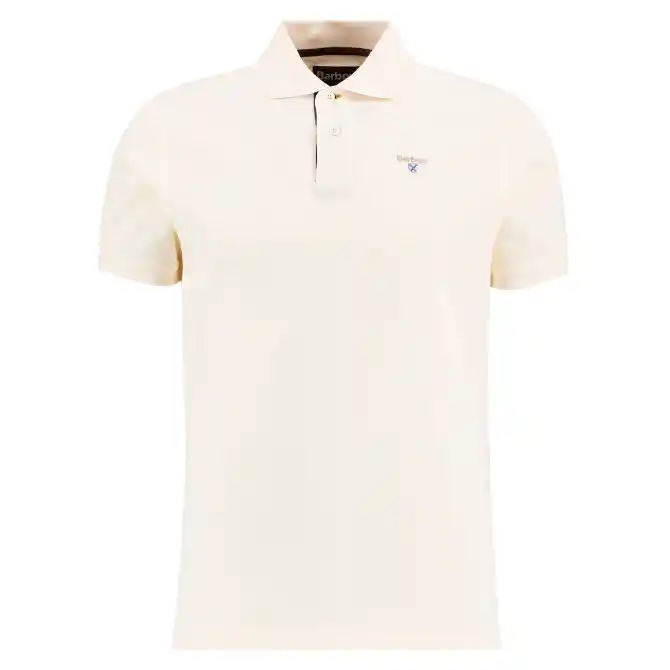Barbour Mens Tartan Pique Polo Shirt Whisper White Classic