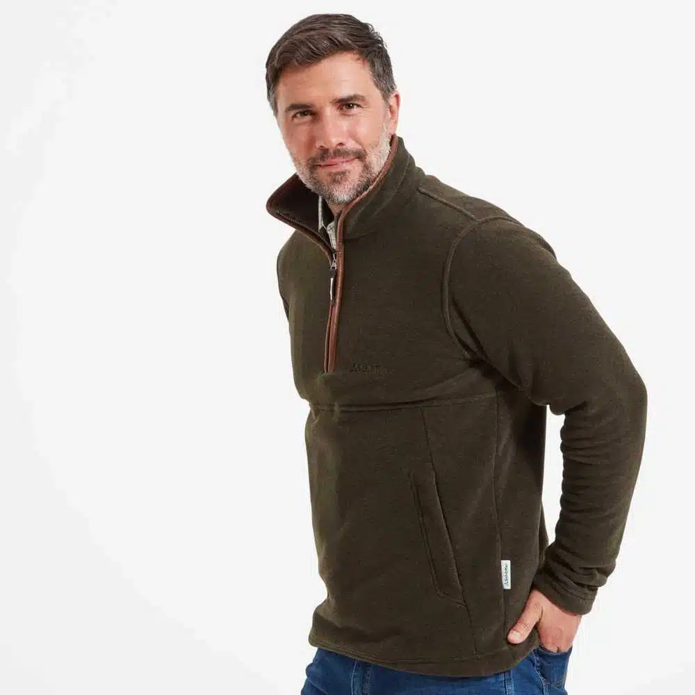 Schoffel Mens Berkeley Quarter Zip Fleece Dark Olive