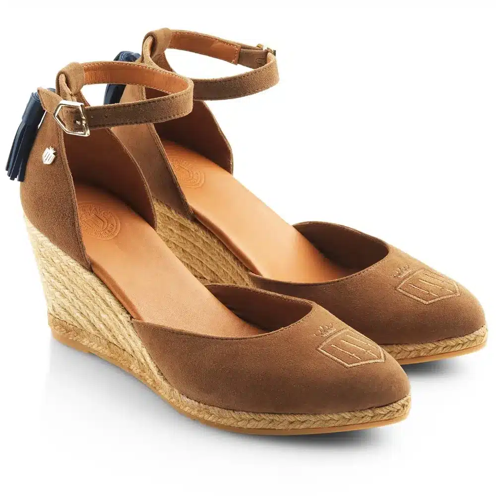 Fairfax & Favor Ladies Monaco Espadrille Wedge Tan Suede