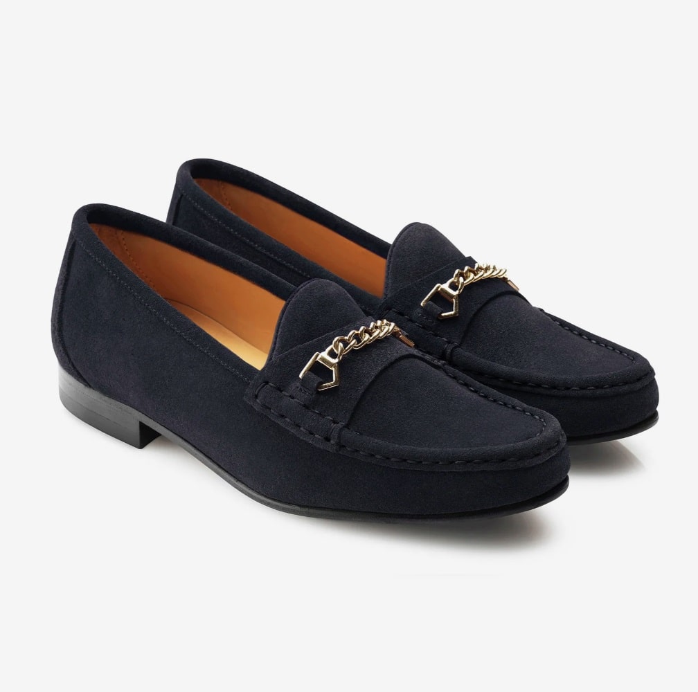 Fairfax & Favor Ladies Apsley Loafer Shoe Navy Suede