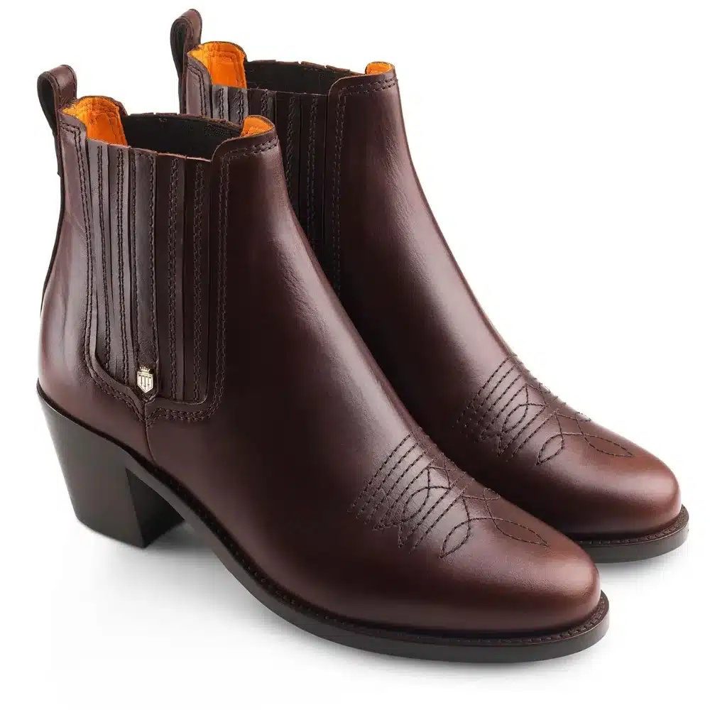 Fairfax & Favor Ladies Rockingham Heeled Ankle Boots Mahogany Leather