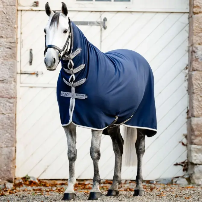 Amigo Jersey Integrated Cooler Rug Navy/Titanium Grey & Silver