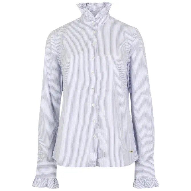 Dubarry Ladies Wisteria Ruffle Stripe Shirt Blue