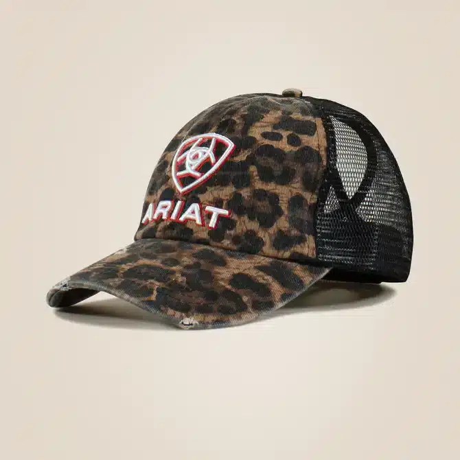 Ariat Ladies Embossed Logo Cheetah Print Cap Black