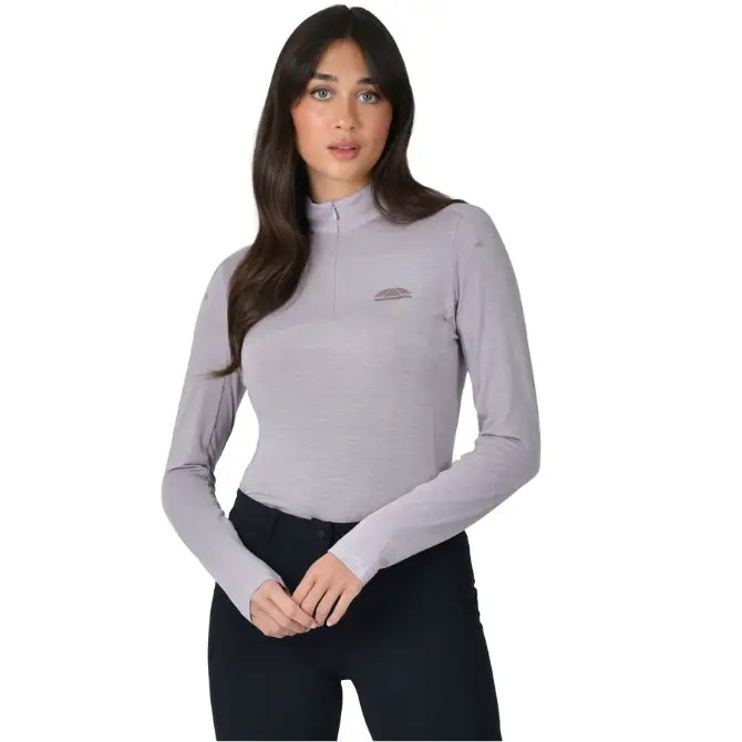 Weatherbeeta Ladies 37.5 Lightweight Performance Long Sleeved 1/4 Zip Top Navy/Mauve Wine Marle