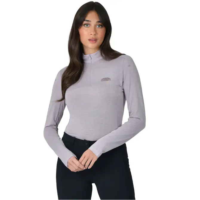 Weatherbeeta Ladies 37.5 Lightweight Performance Long Sleeved 1/4 Zip Top Navy/Mauve Wine Marle