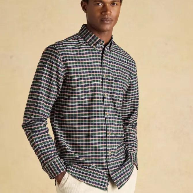 Joules Mens Classic Fit Oxford Shirt Green Check
