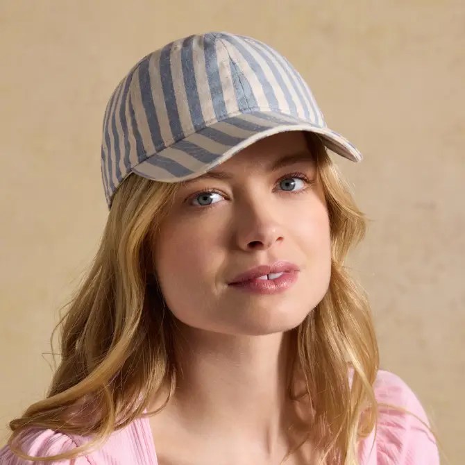 Joules Ladies Daley Stripe Baseball Cap Blue Ecru