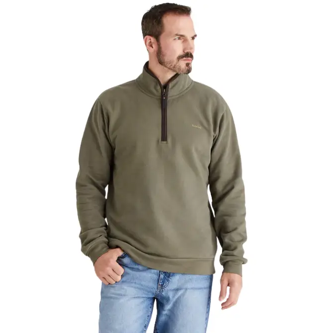 Ridgeline Mens Brancaster 1/4 Zip Top Smokey Olive