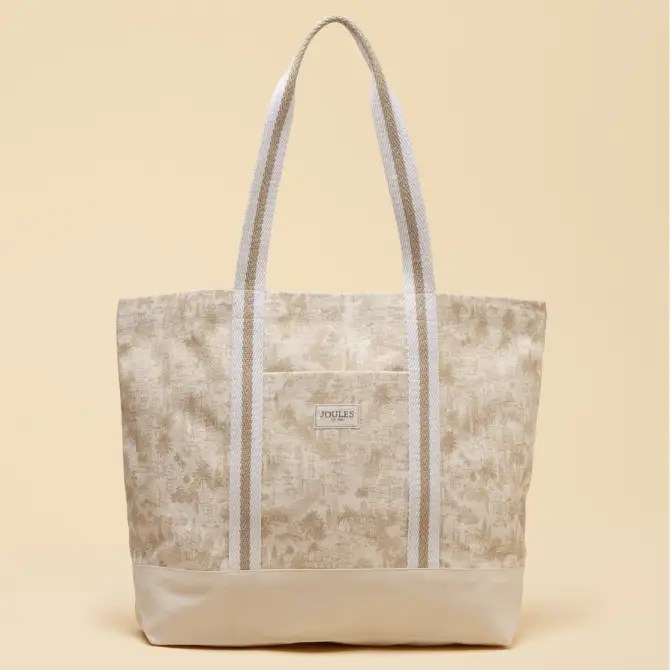 Joules Ladies Promenade Canvas Tote Toile De Jouy Neutral