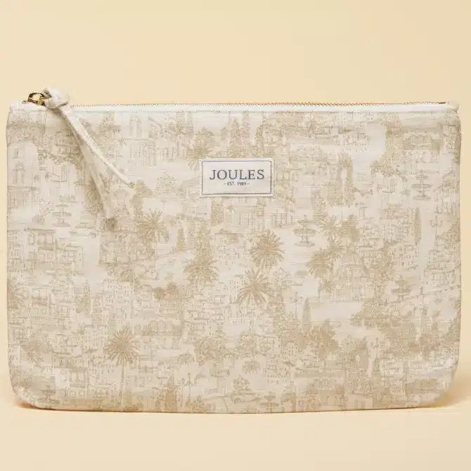 Joules Ladies Carrywell Pouch Bag Toile De Jouy Neutral