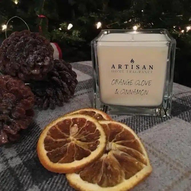 Artisan Home Fragrance Orange Clove & Cinnamon Large Cube Candle