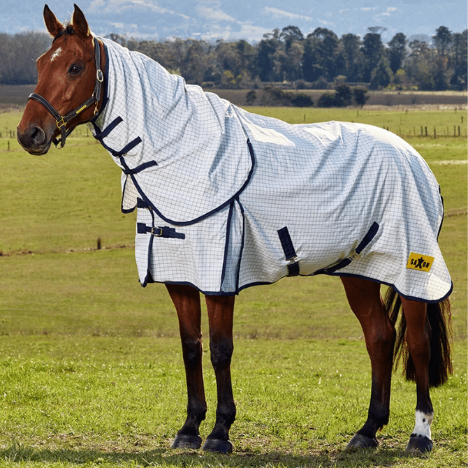 Saxon Kool Coat Classic With Surcingles Combo Fly Rug White/Navy