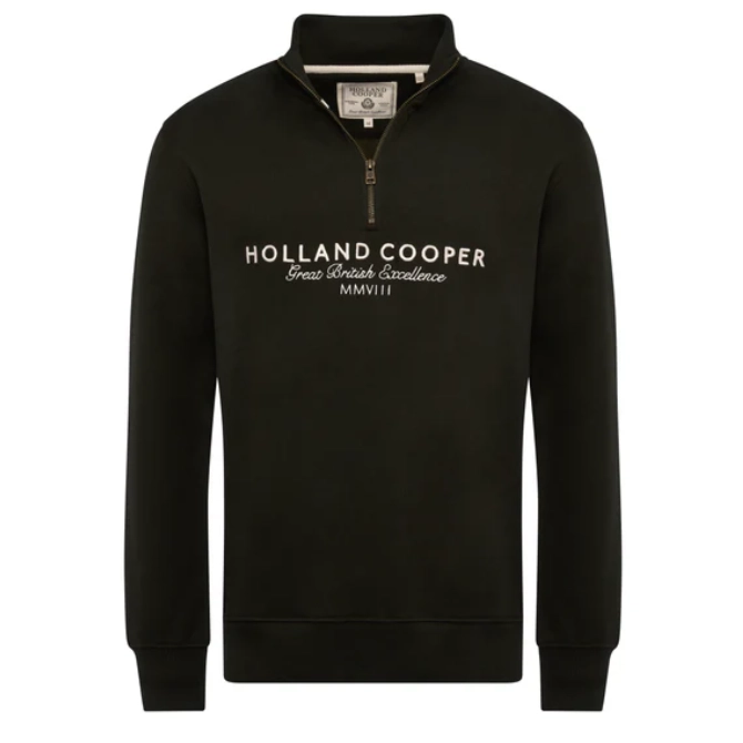 Holland Cooper Mens Sporting Goods Zip Henley Racing Green