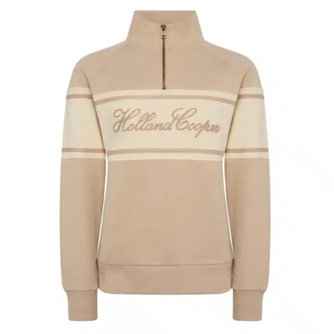 Holland Cooper Ladies Signature Quarter Zip Sweat Stone