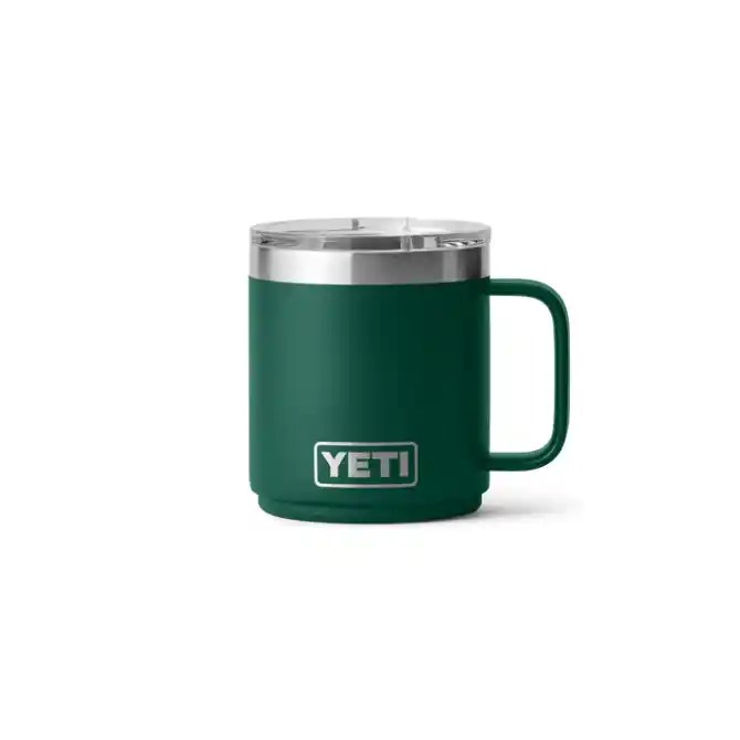 Yeti Rambler 10 Oz Stackable Mug With With DuraSip Ceramic Lining Black Forest Green