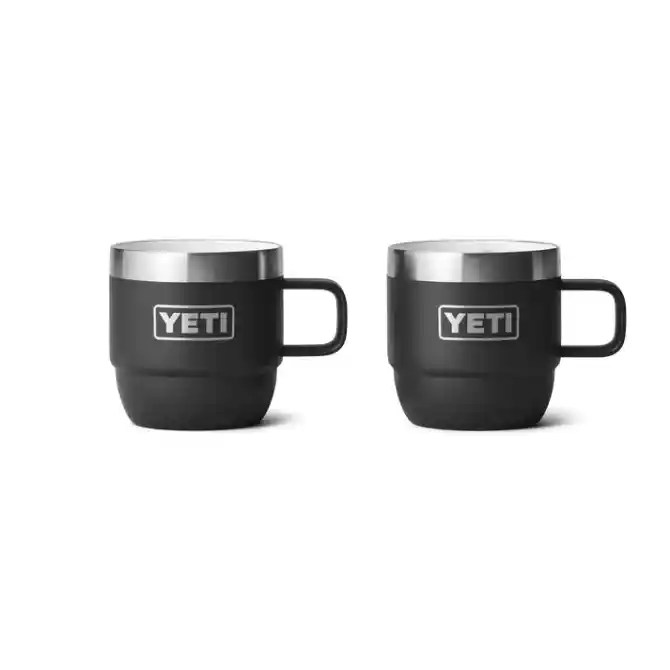Yeti Rambler 6 Oz Stackable Mugs With Durasip Ceramic Lining (2 Pack) Black