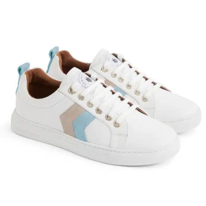 Fairfax & Favor Ladies Alexandra Trainer White/Sky Blue/Stone