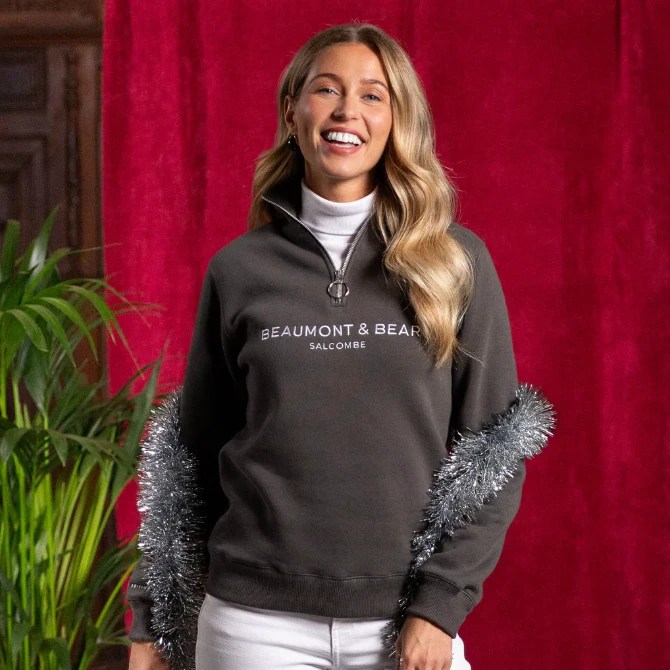 Beaumont & Bear Kingswear Unisex Quarter Zip Sweatshirt Charcoal