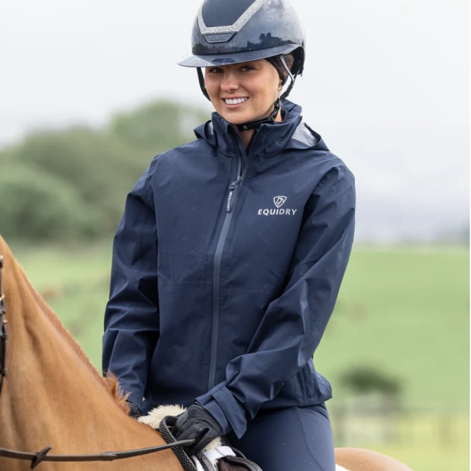 EquiDry Ladies Nimbus Waterproof Pack Away Jacket Navy