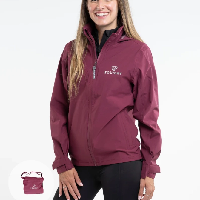 EquiDry Ladies Nimbus Waterproof Pack Away Jacket Plum