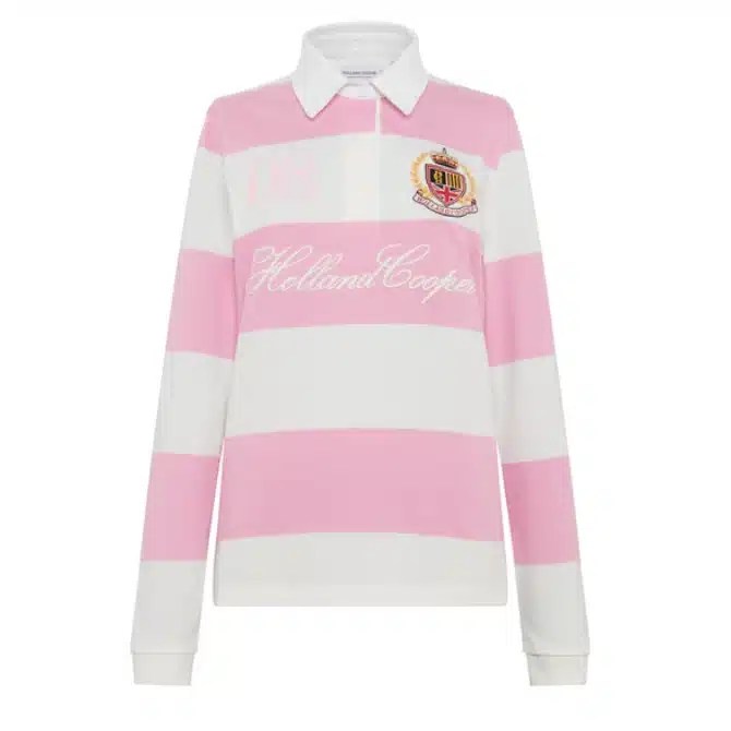 Holland Cooper Ladies Rugby Shirt Pink Ecru
