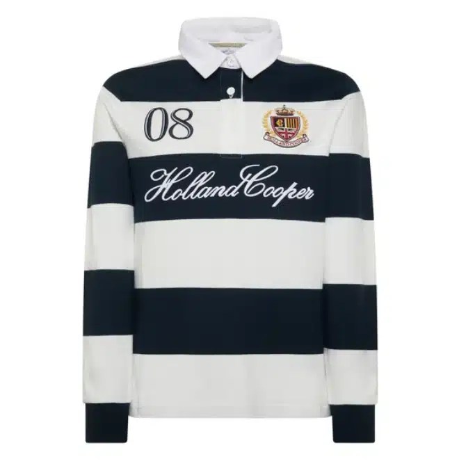 Holland Cooper Ladies Rugby Shirt Navy Ecru
