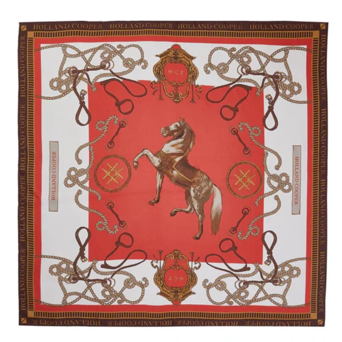 Holland Cooper Ladies Regal Horse Silk Scarf Sienna