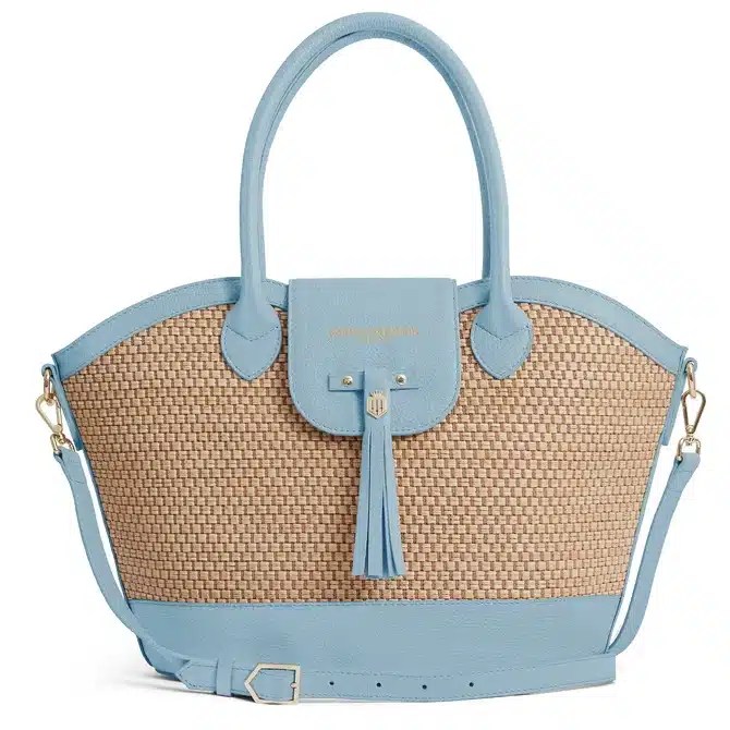Fairfax & Favor Windsor Basket Bag Sky Blue Leather