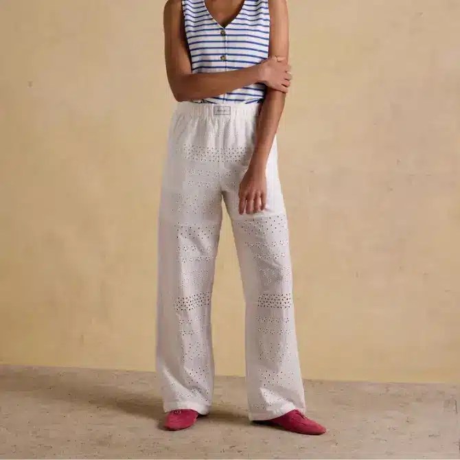 Joules Ladies Hallie Trousers White Broderie