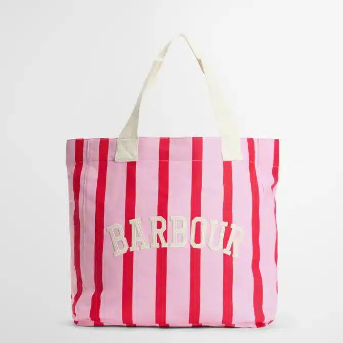 Barbour Ladies Emily Stripe Tote Bag Cherry Blossom
