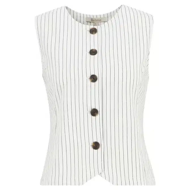 Barbour Ladies Sloane Striped Waistcoat White Dark Navy Stripe